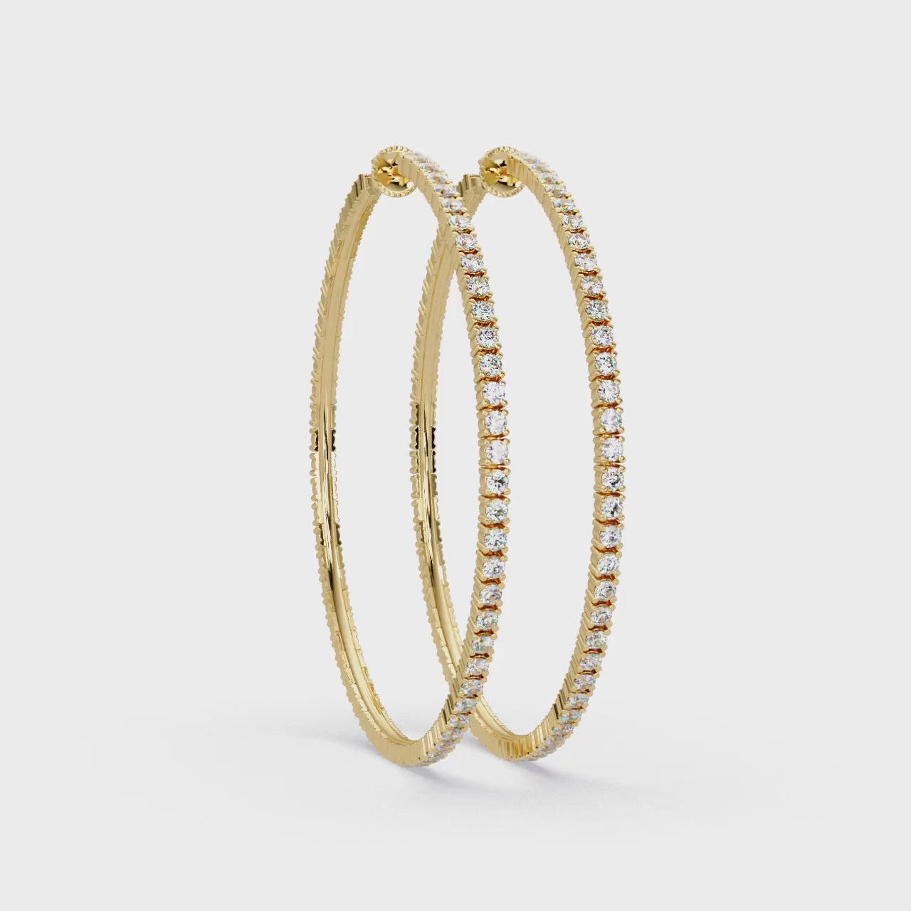 Classic Inside-Out Round Diamond Hoop Earrings