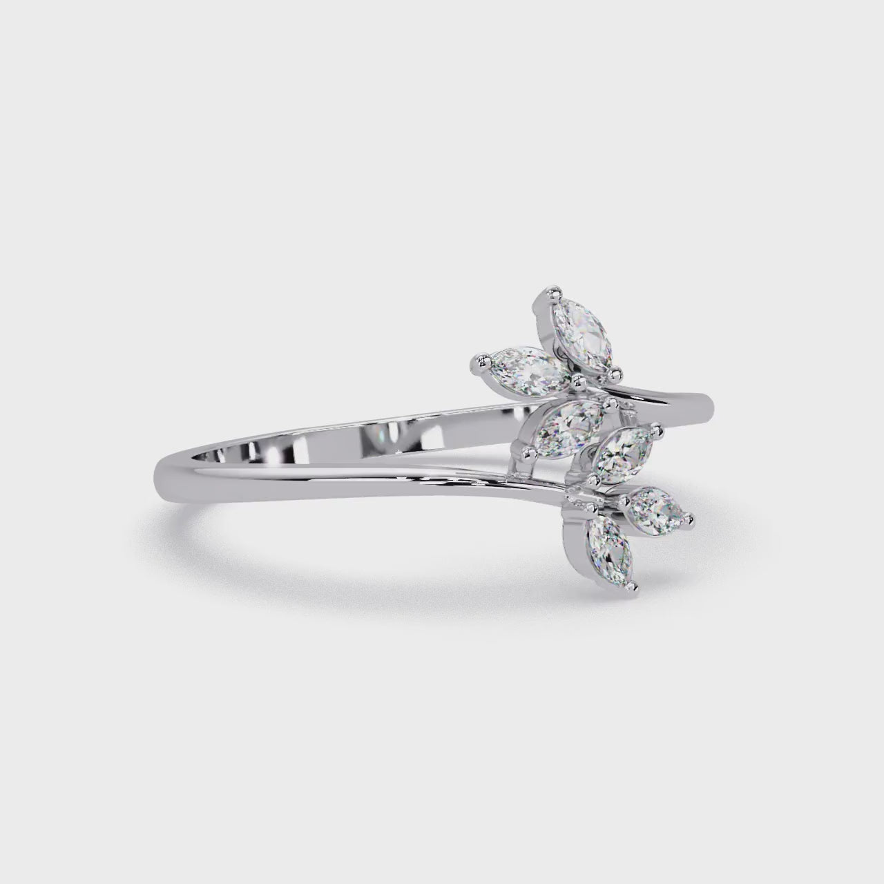 Marquise Diamond Leaf Engagement Ring