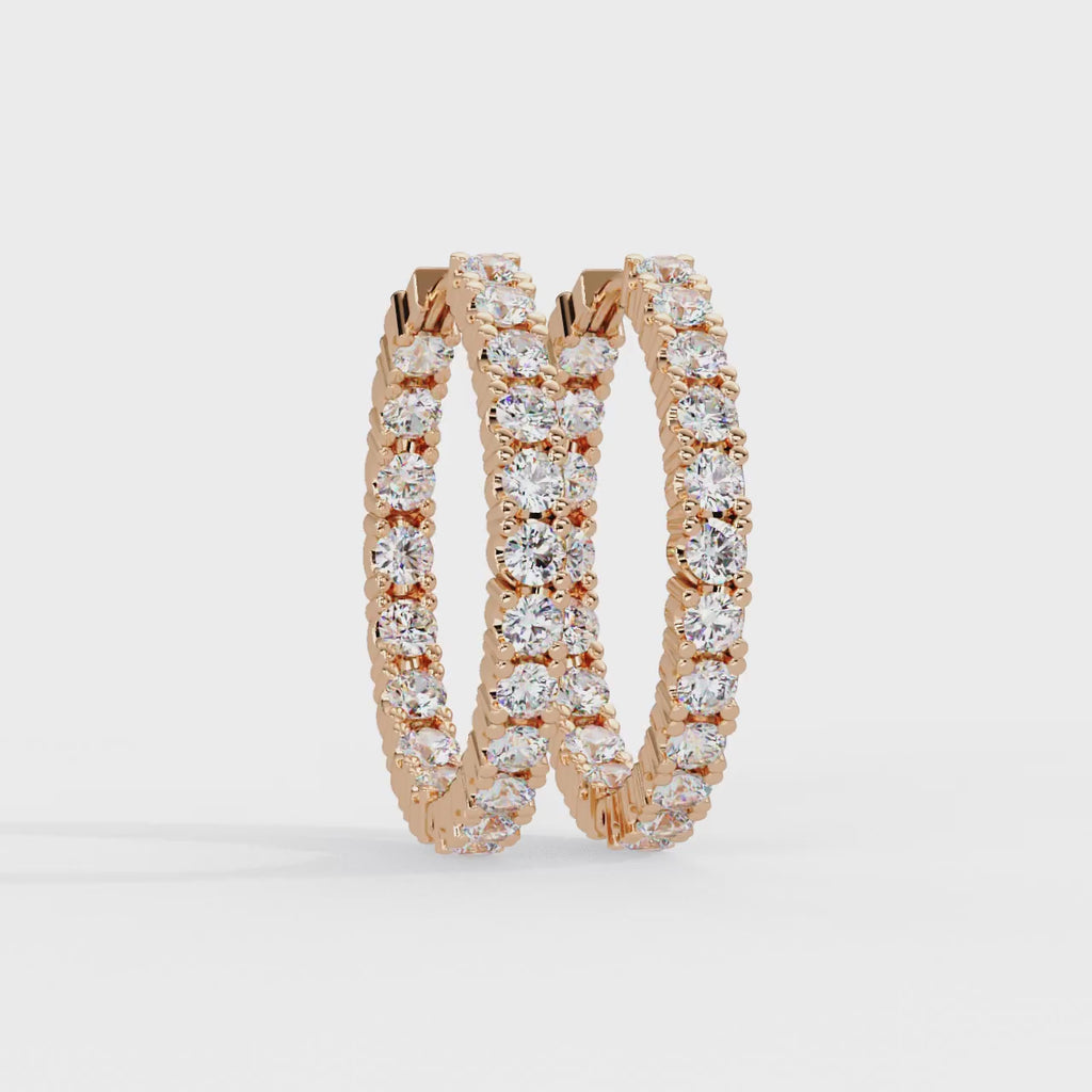 Classic Diamond Hoop Earrings – Round Cut