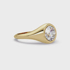 Round Cut Diamond Bezel Set Signet Ring