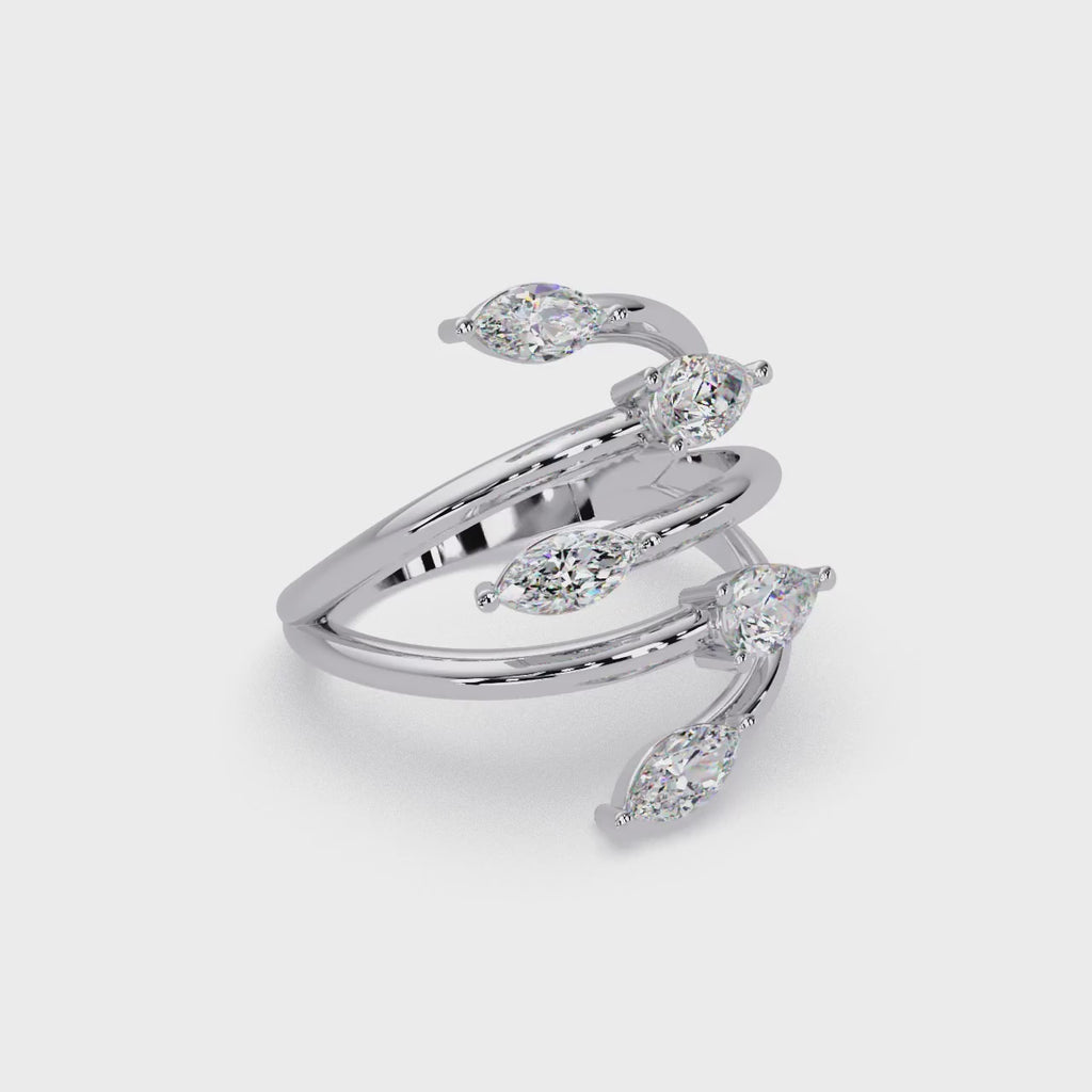 Marquise & Pear Diamond Multi-Row Wrap Ring