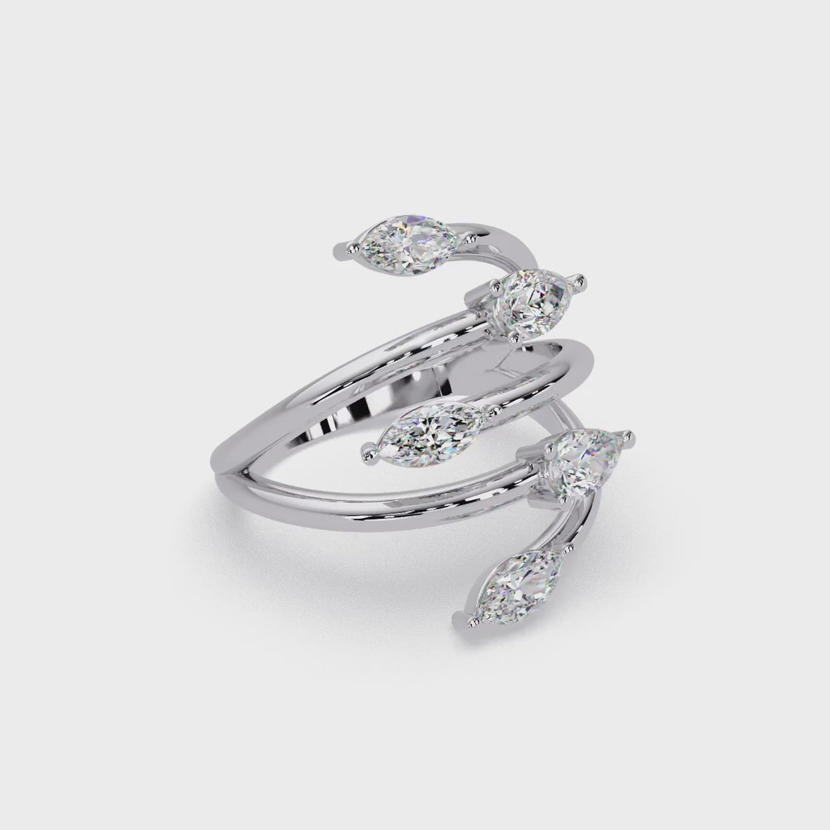 Marquise & Pear Diamond Multi-Row Wrap Ring