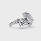 Modern Pear & Round Diamond Bypass Engagement Ring