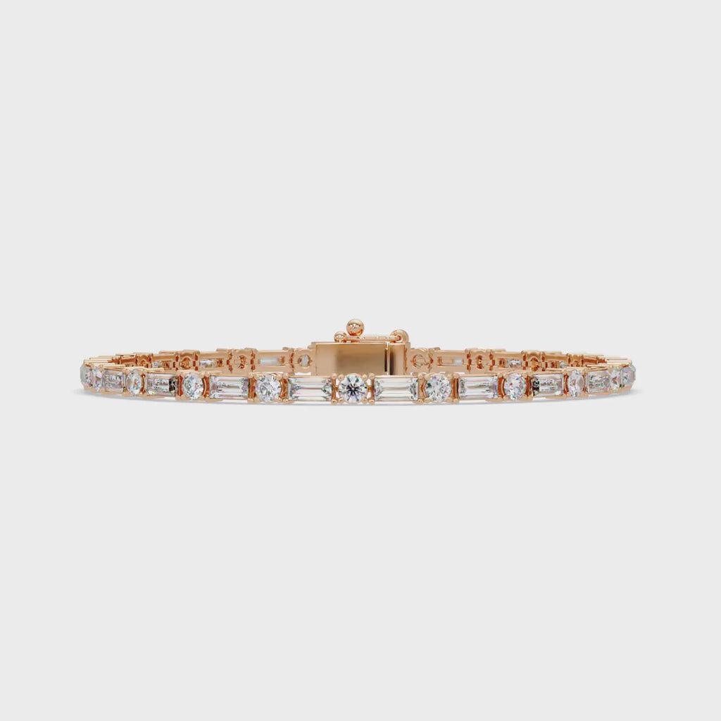 Round & Baguette Diamond Tennis Bracelet | Luxury Bracelet for Men & Women