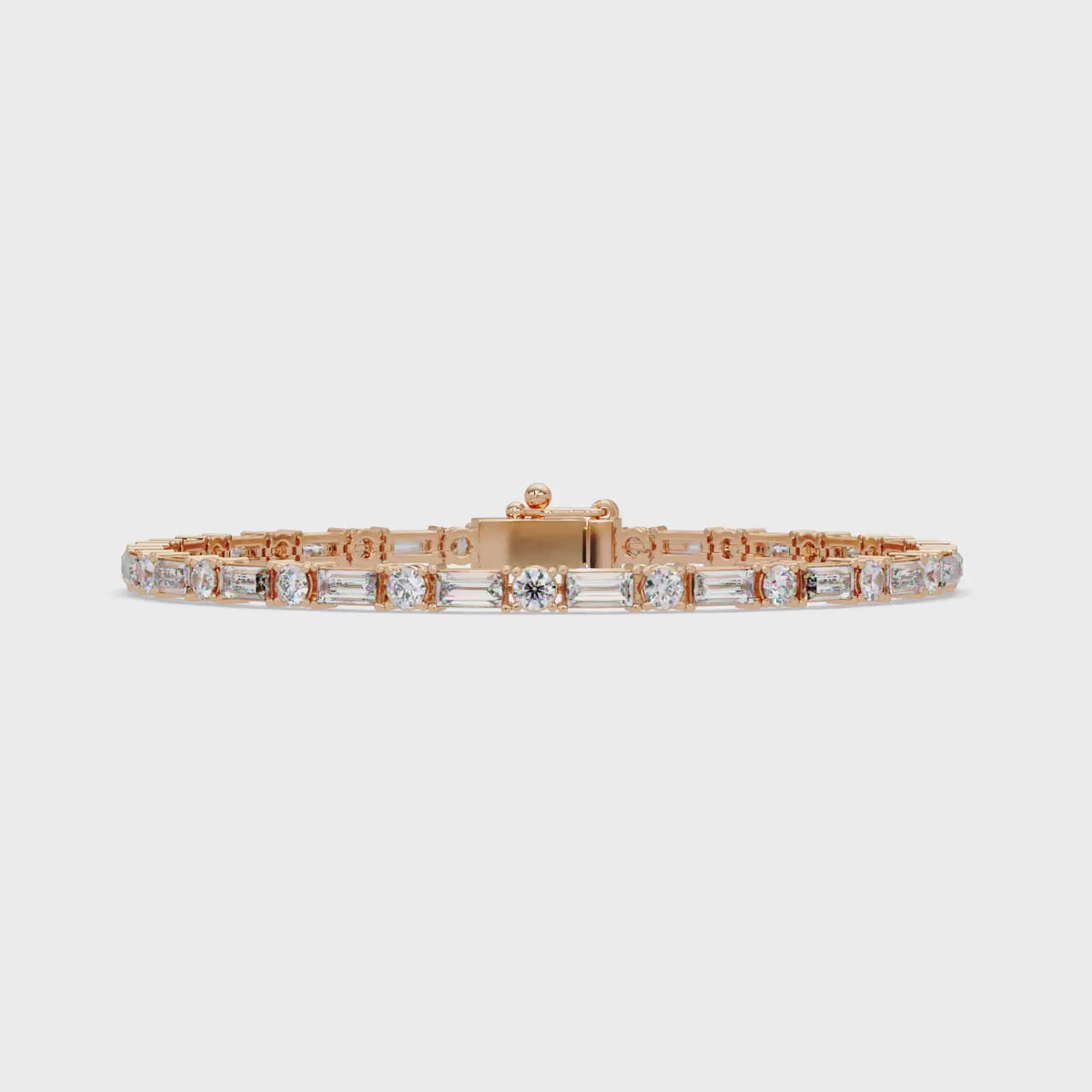 Round & Baguette Diamond Tennis Bracelet | Luxury Bracelet for Men & Women