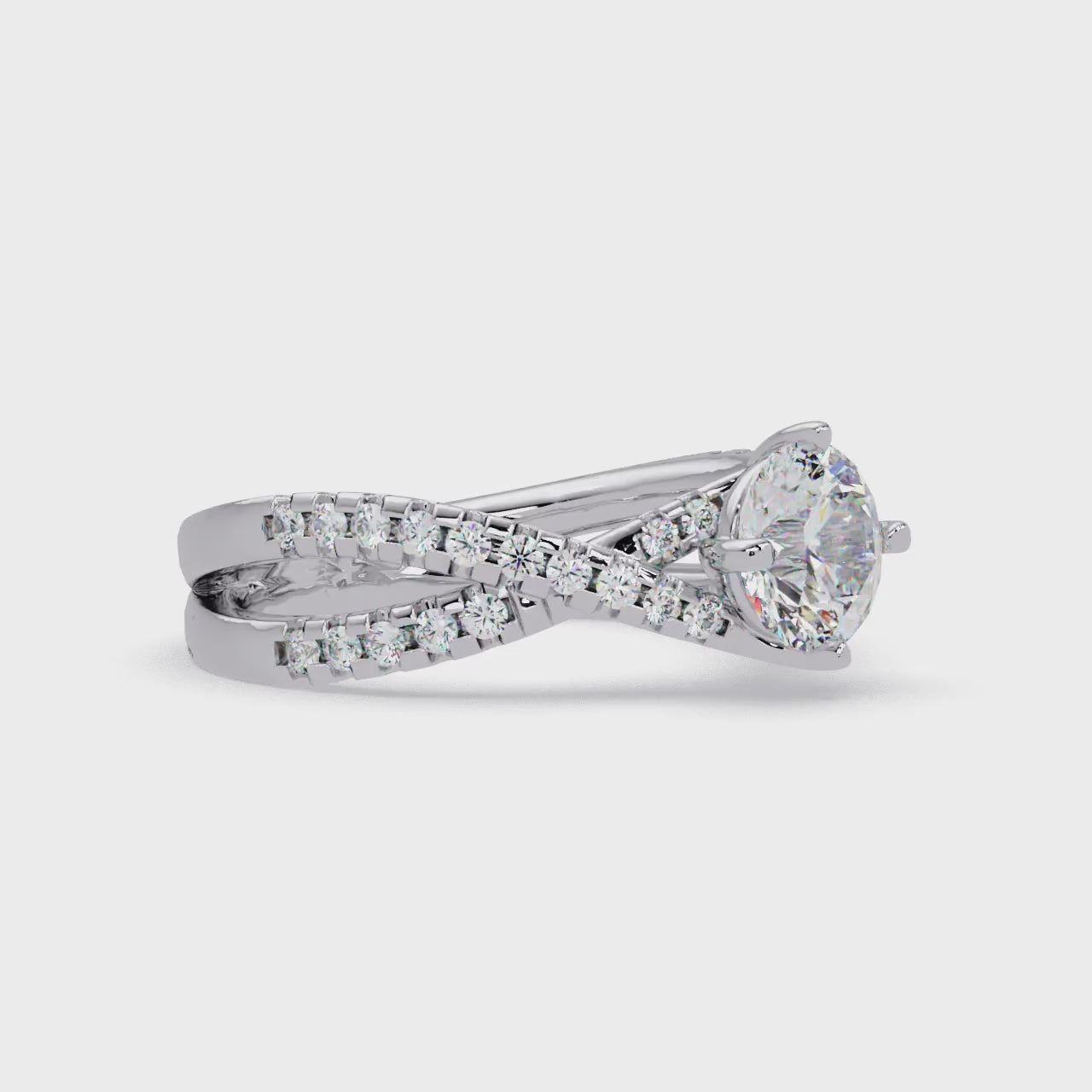 Round Cut Diamond Split Shank Engagement Ring
