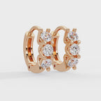 Three Stone Marquise Diamond Hoop Earrings