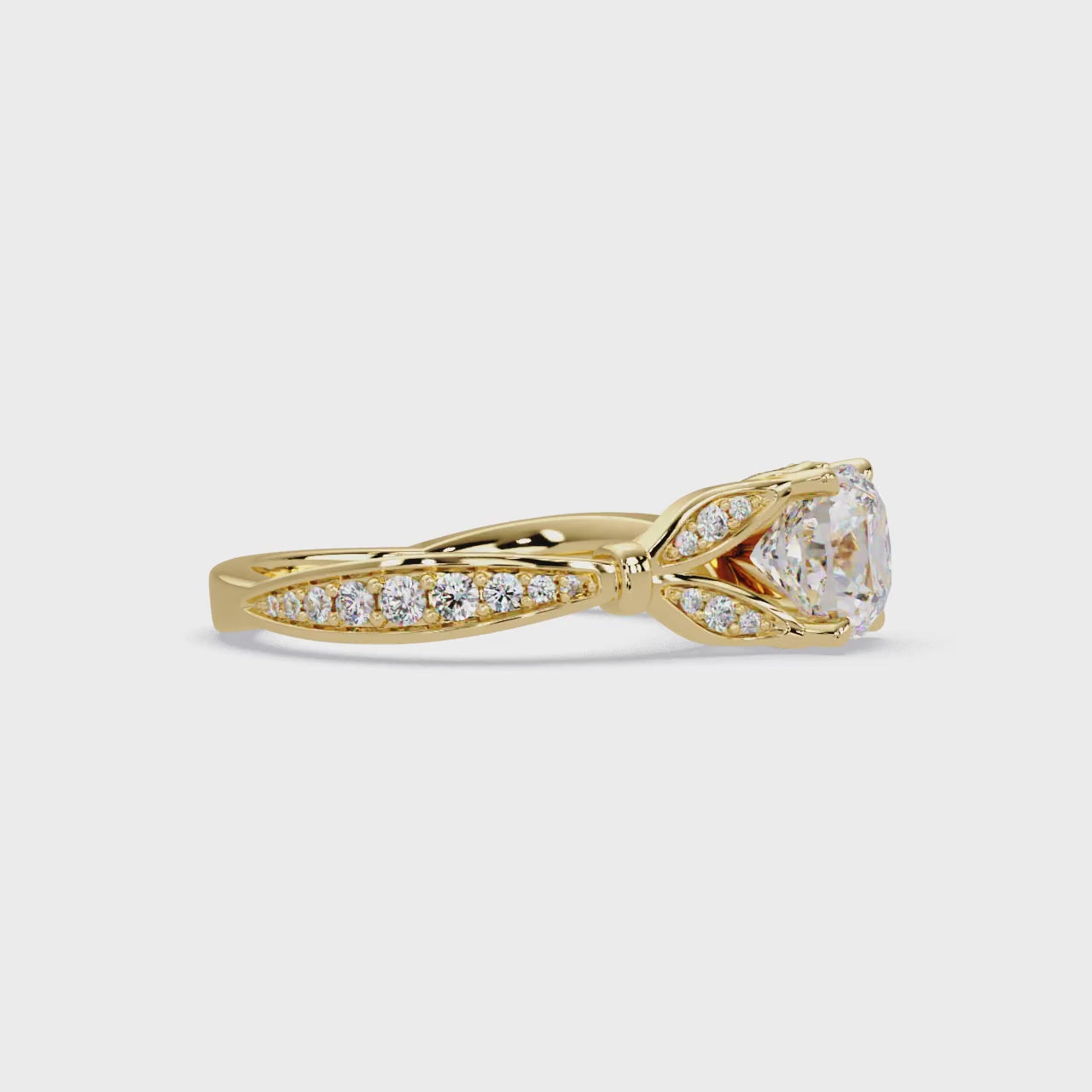 Vintage Cushion Cut Diamond Engagement Ring