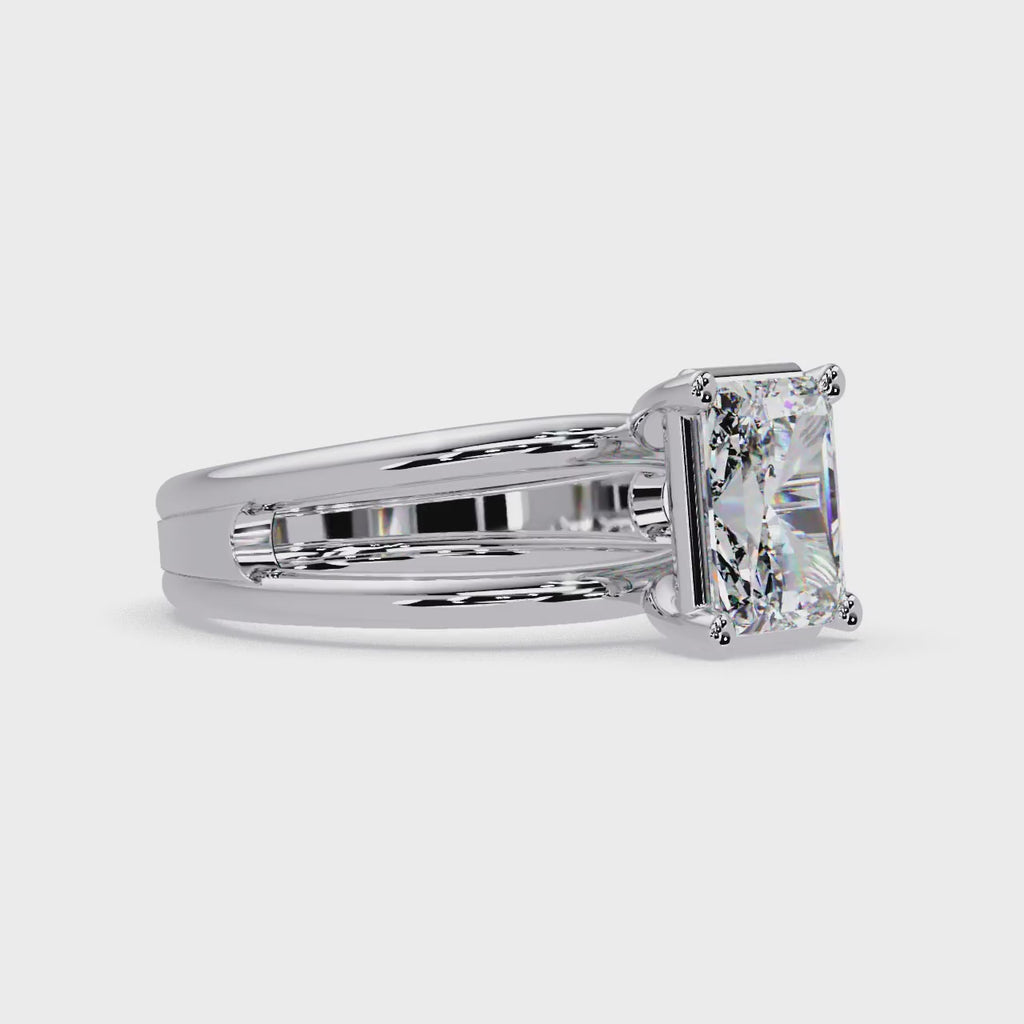 Exquisite East-West Radiant Cut Diamond Ring