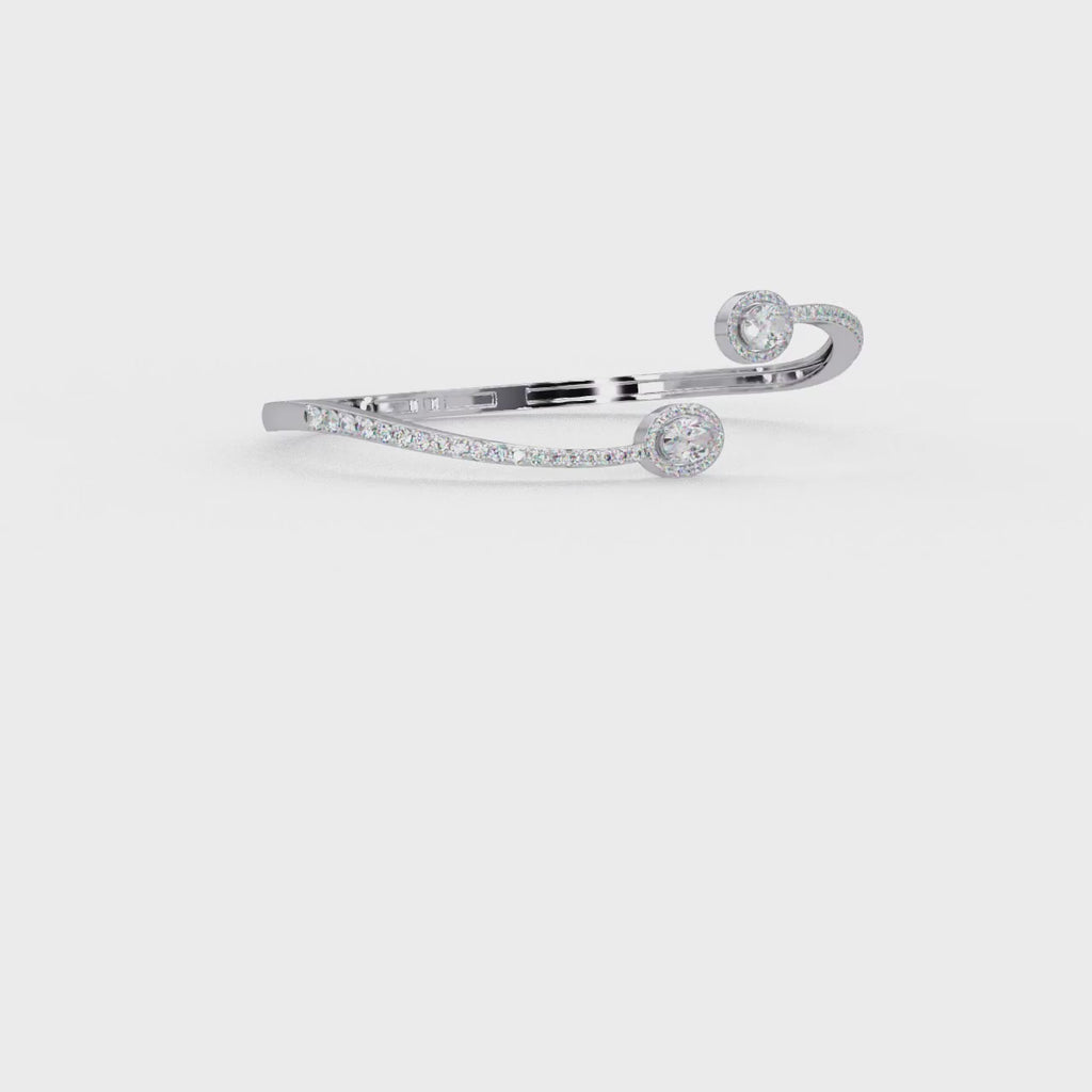 Oval Halo Open Diamond Cuff Bracelet