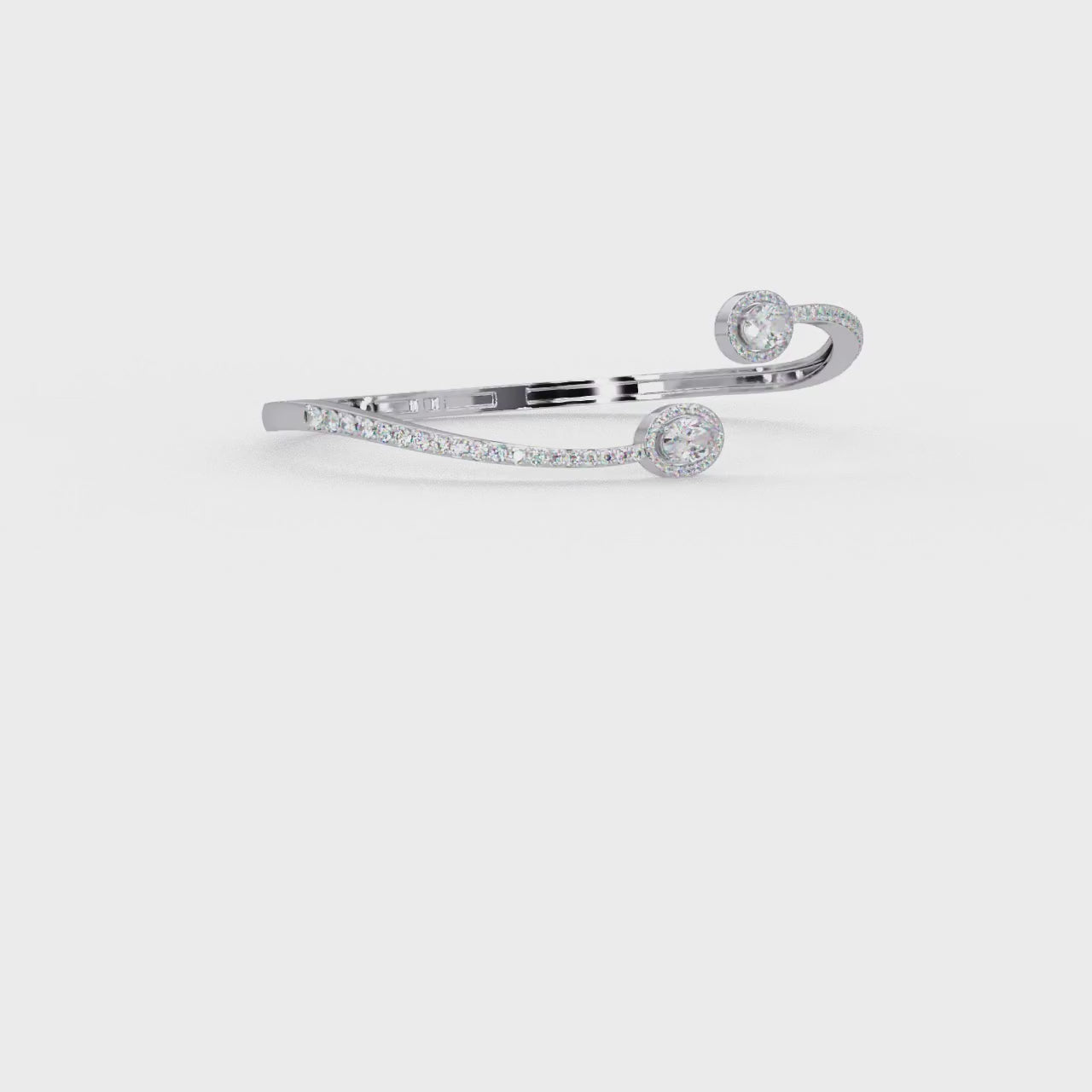 Oval Halo Open Diamond Cuff Bracelet