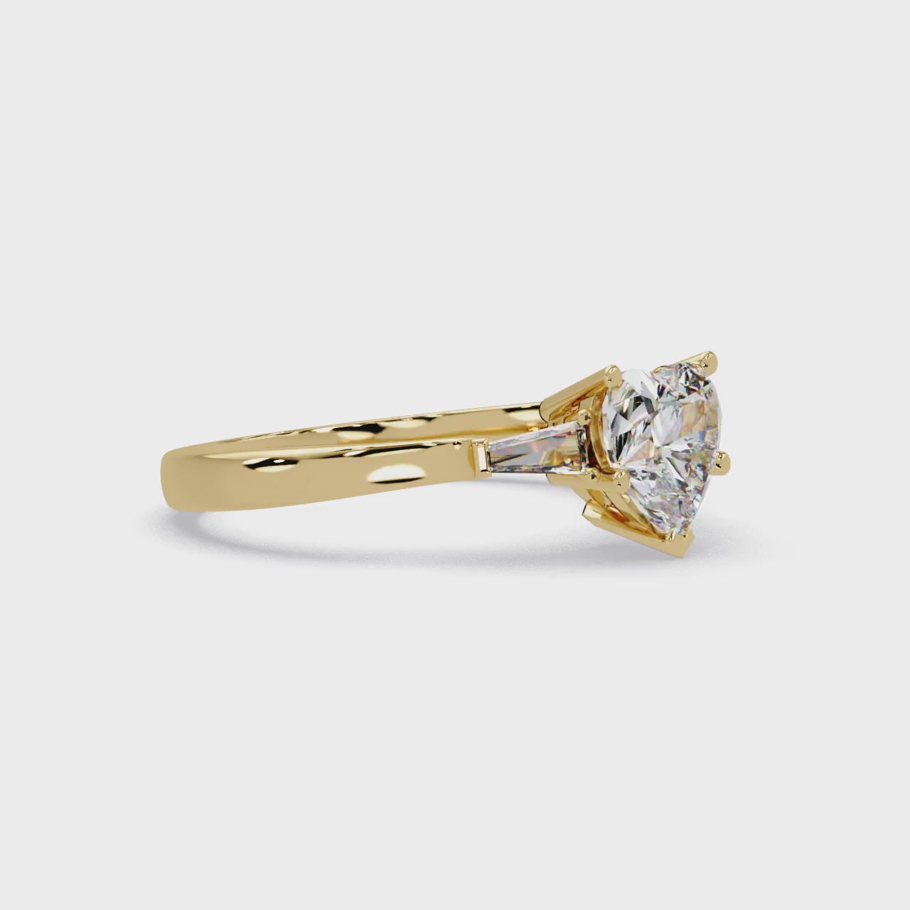Heart Cut Engagement Ring with Custom Baguette Side Stones