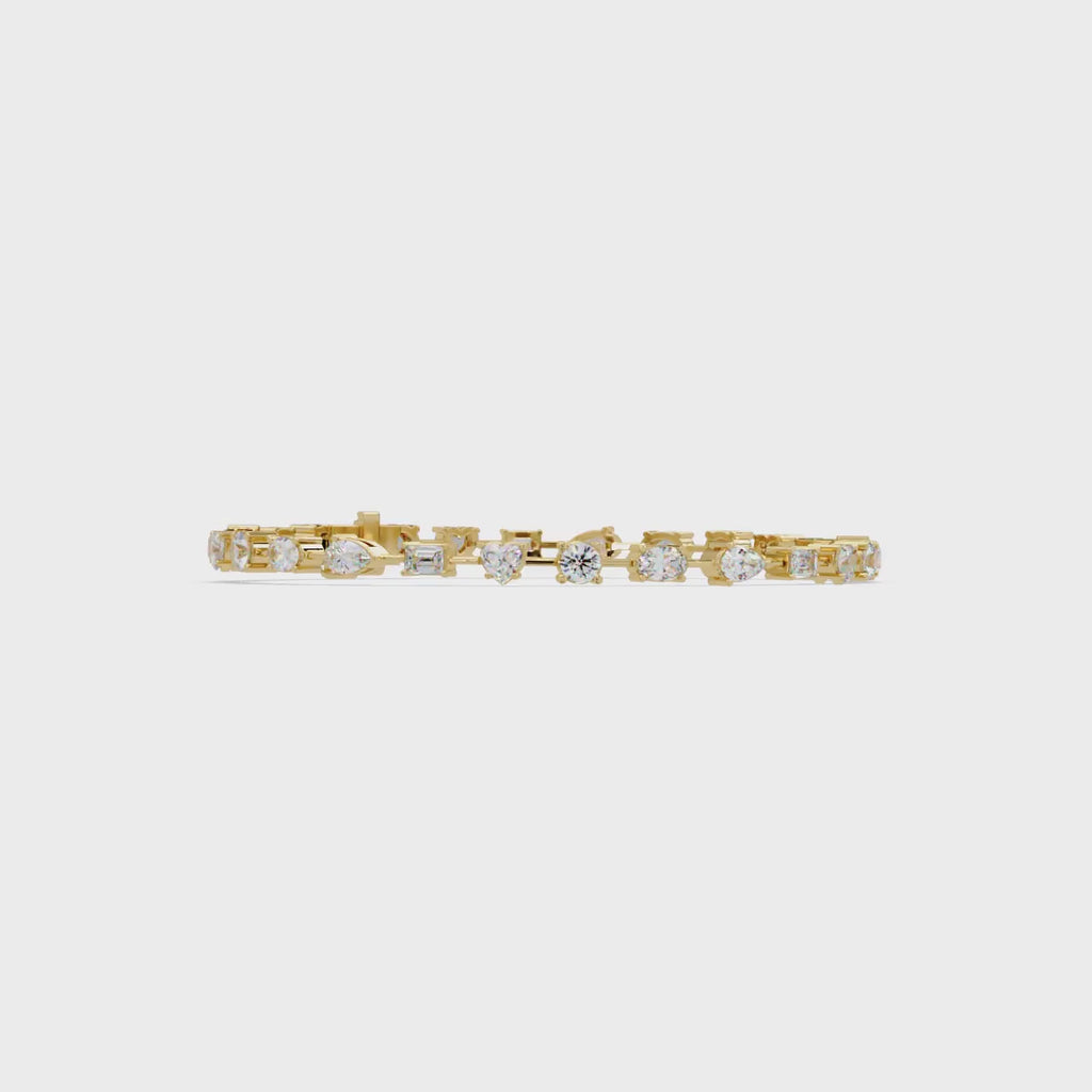 Mixed Shape Diamond Tennis Bracelet in 14K & 18K Gold