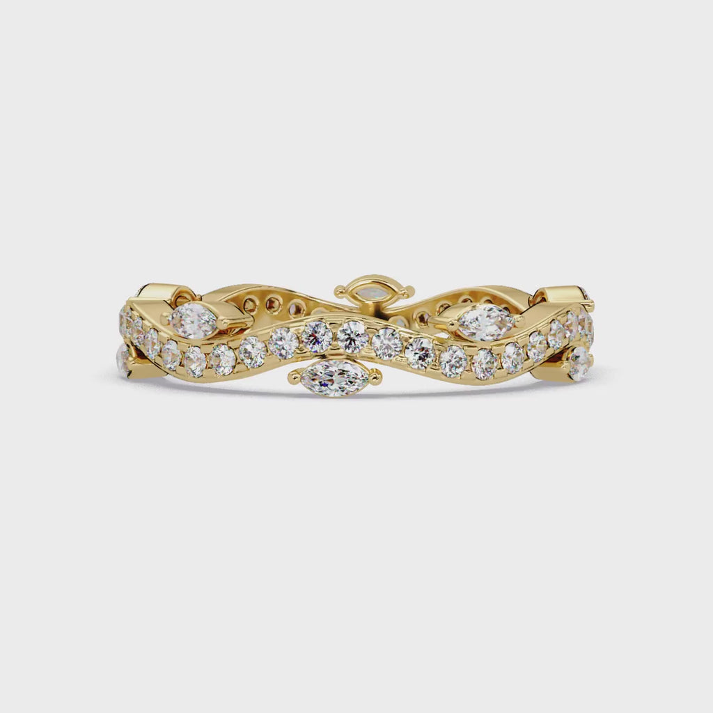 Marquise and Round Cut Diamond Vine Ladies Ring