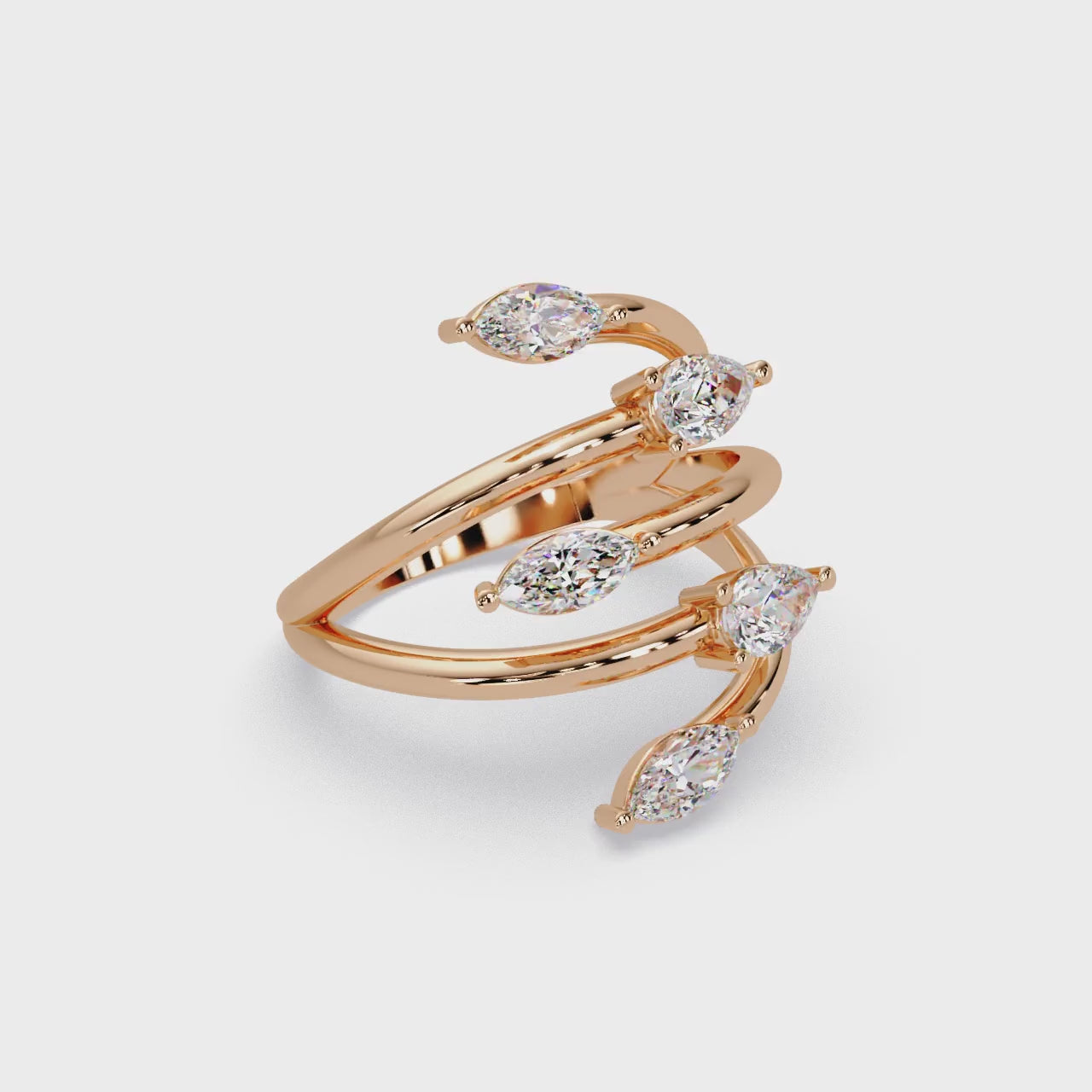Marquise & Pear Diamond Multi-Row Wrap Ring