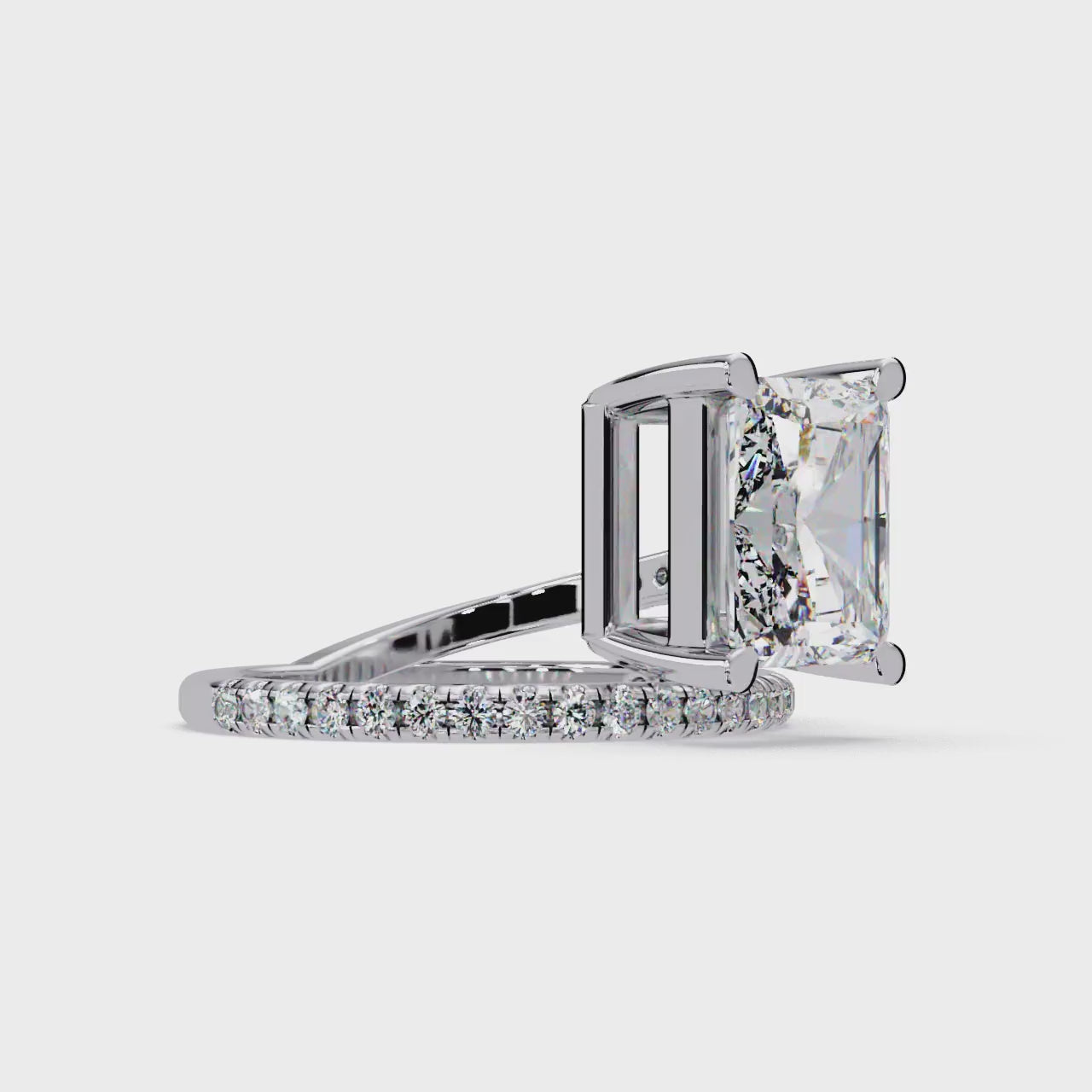 Radiant Cut Diamond Split Shank Engagement Ring