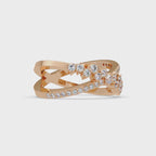 Round Cut Graduated Diamond Criss Cross X Ring