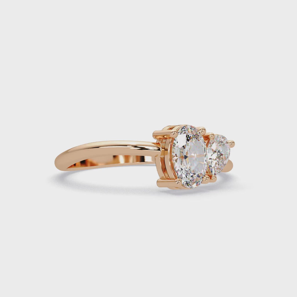 Pear & Oval Diamond Toi et Moi Engagement Ring