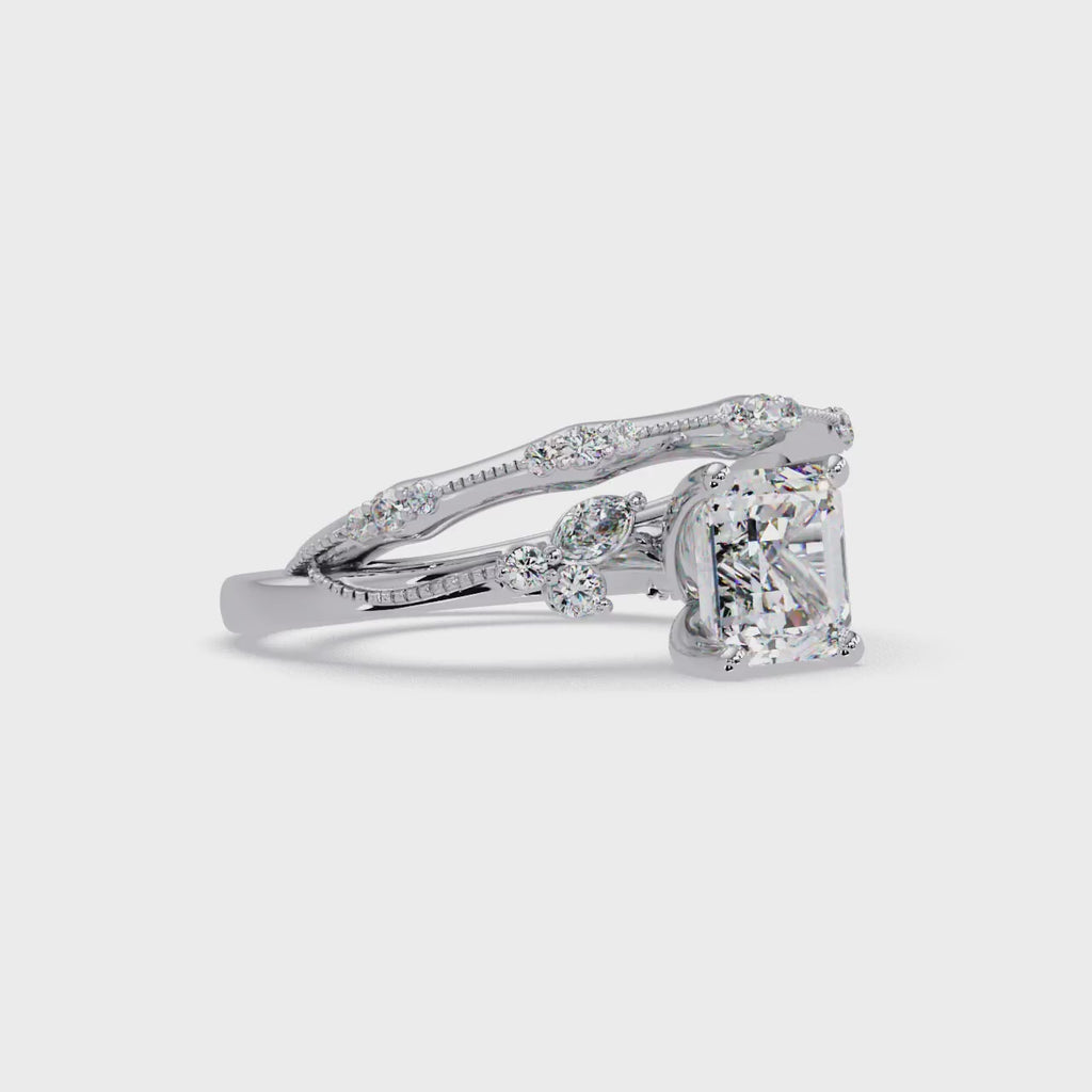 Artisan Emerald Square Cut Diamond Ring
