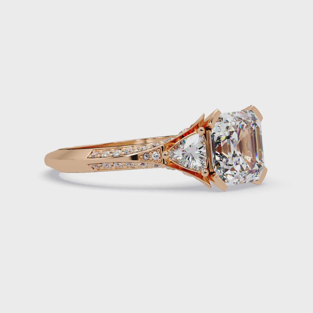 Square Emerald Cut Three-Stone Engagement Ring
