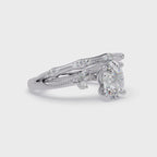 Floral Diamond Engagement Ring with Customizable Round, Oval & Marquise Center Stone