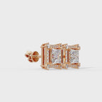 Princess Cut Halo Diamond Stud Earrings