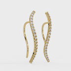 Elegant Wave Diamond Hoop Earrings