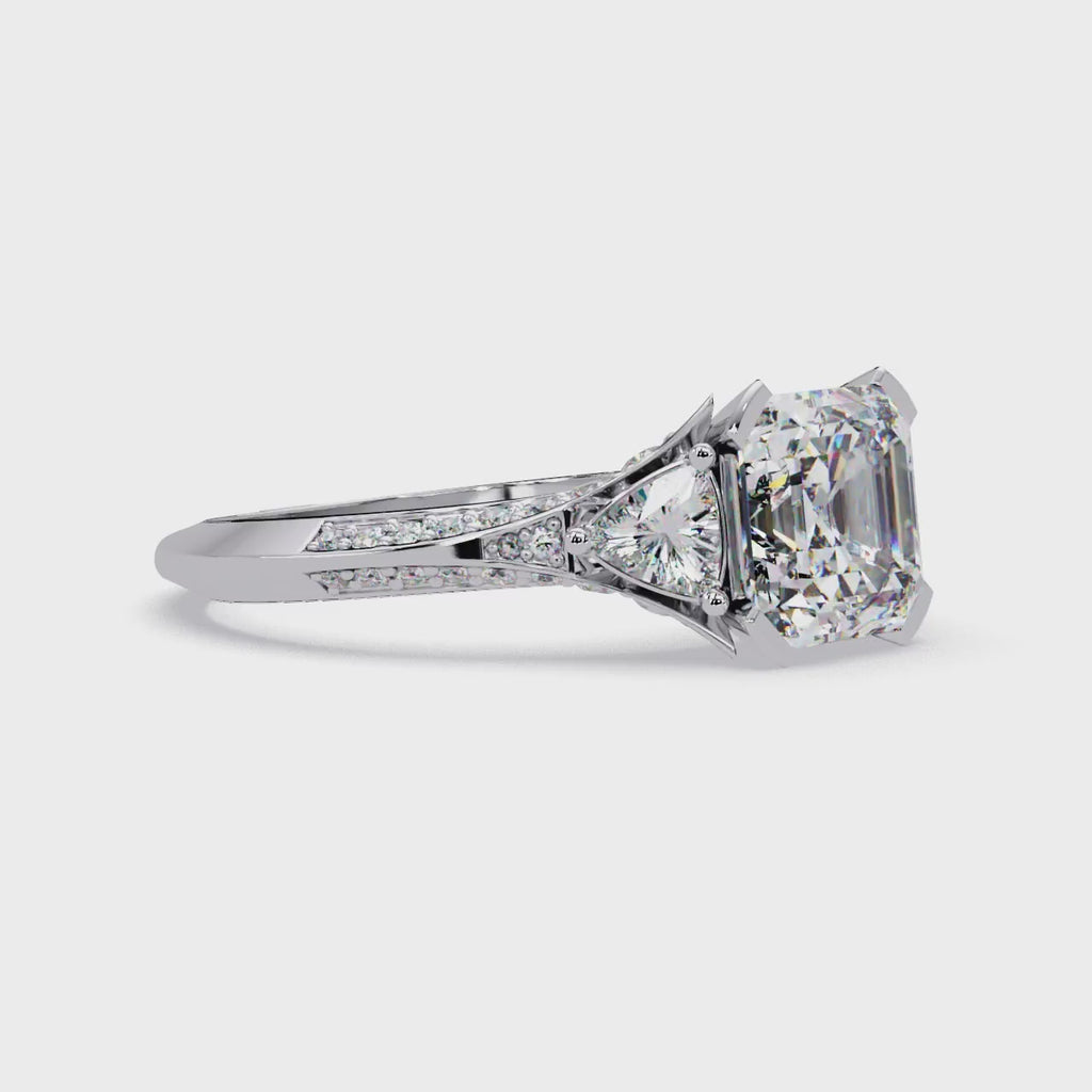 Square Emerald Cut Three-Stone Engagement Ring