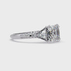 Square Emerald Cut Three-Stone Engagement Ring