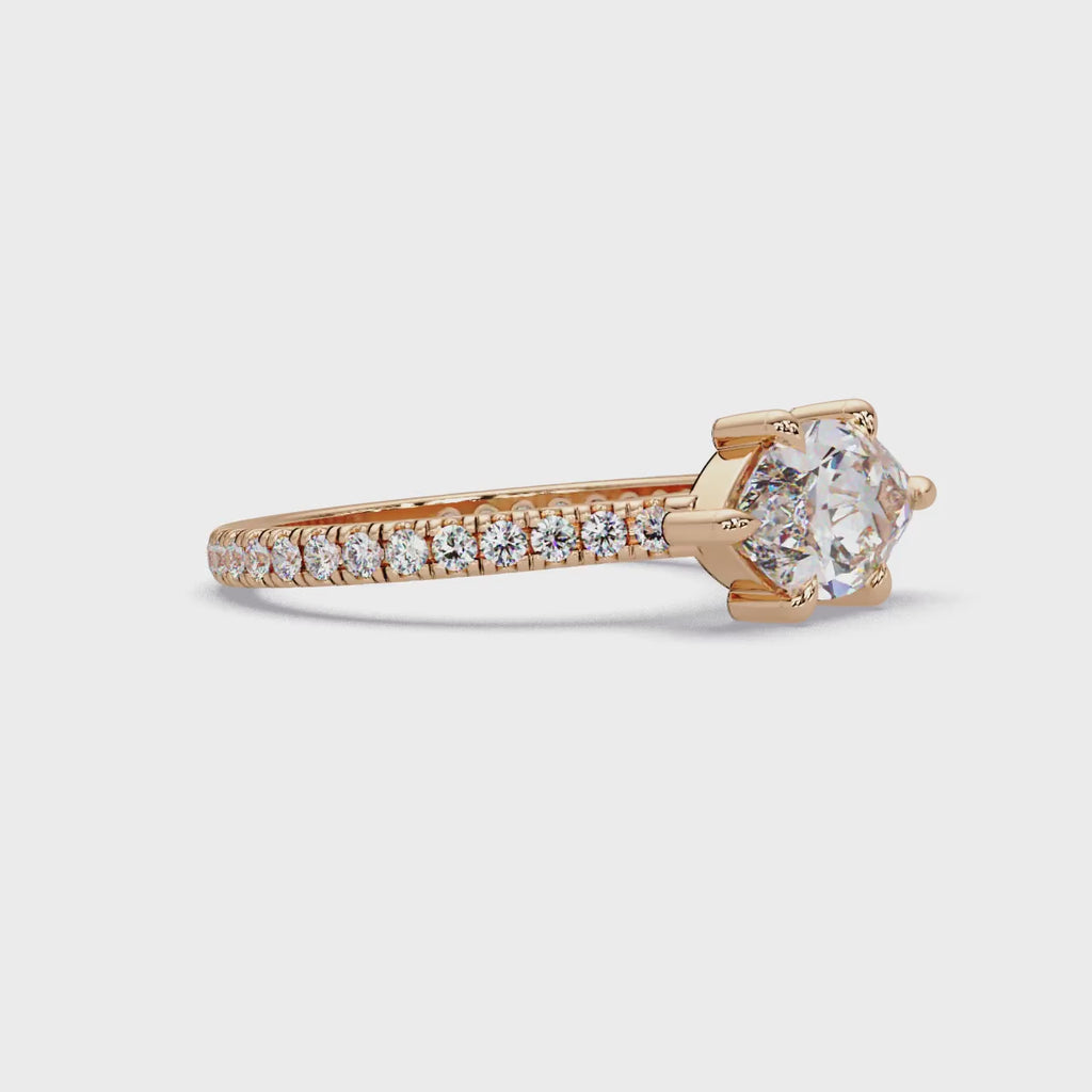 East-West Marquise Cut Diamond Engagement Ring