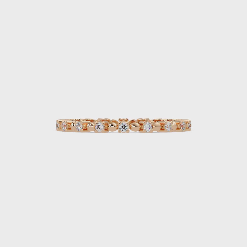 Round Cut Diamond Alternating Bead and Bar Eternity Ring