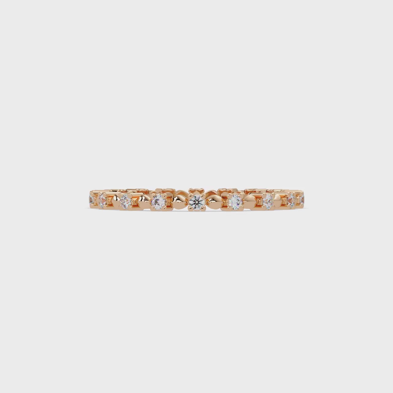 Round Cut Diamond Alternating Bead and Bar Eternity Ring