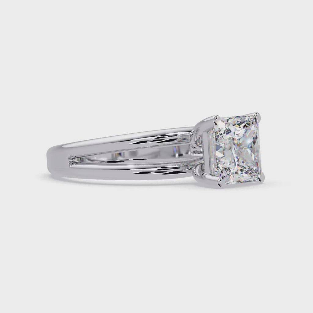 Exquisite Princess Cut Diamond Split Dual-Band Ring