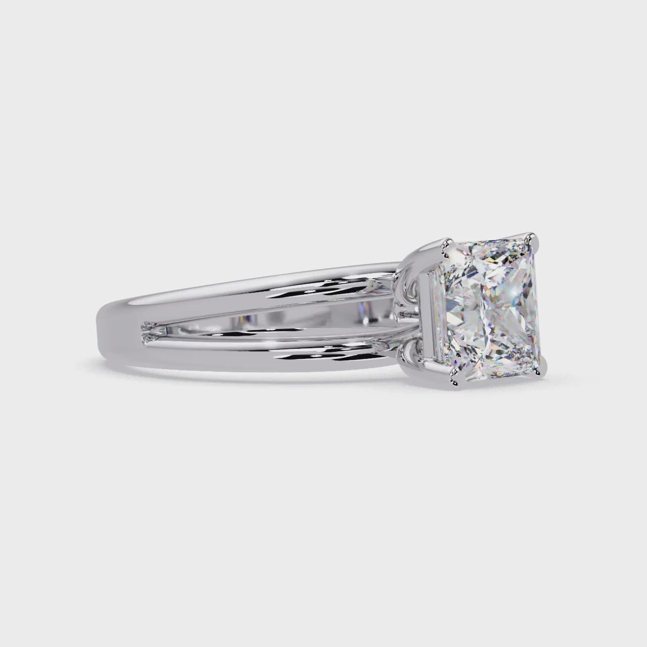 Exquisite Princess Cut Diamond Split Dual-Band Ring