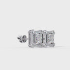 Princess Cut Halo Diamond Stud Earrings