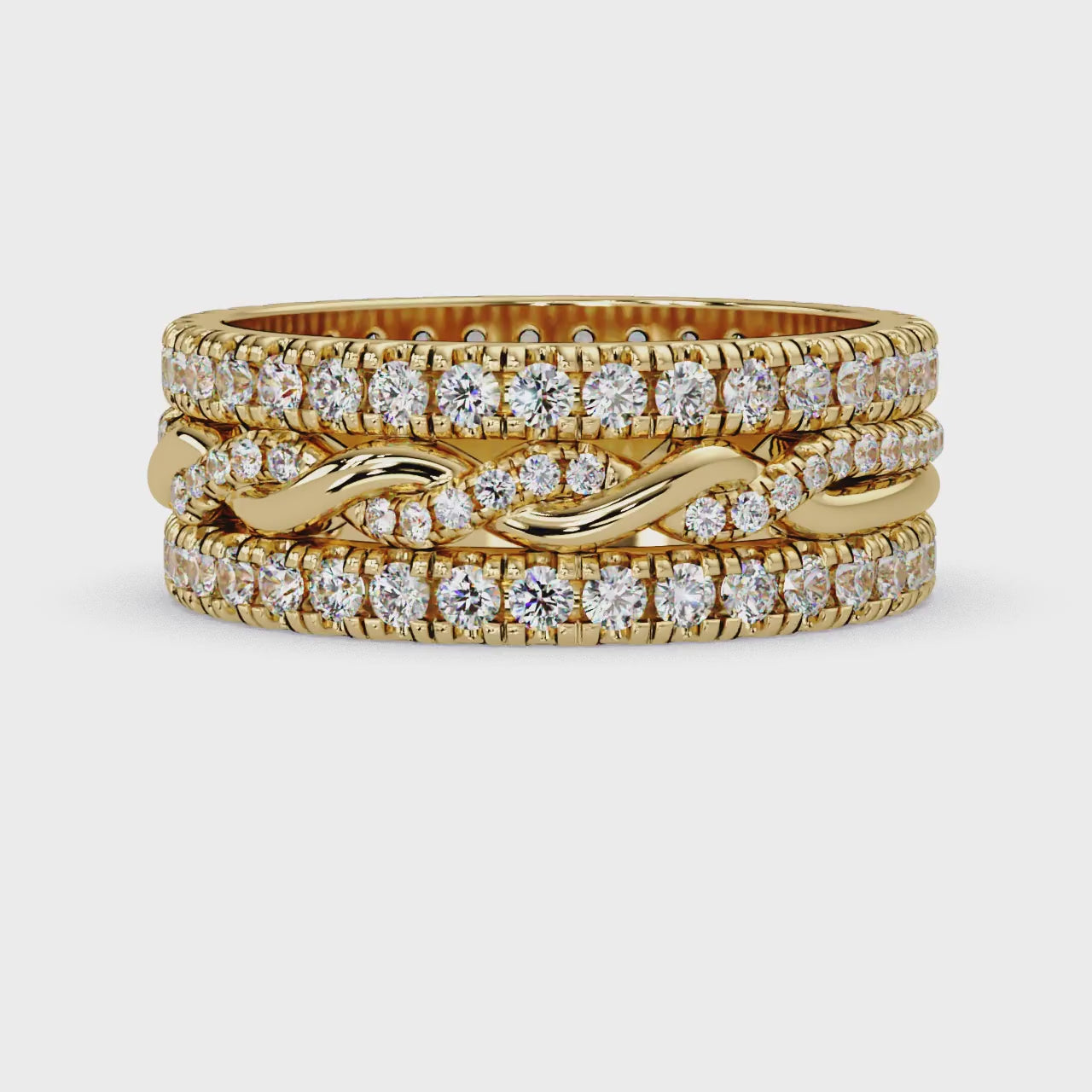 Round Cut Diamond Multi-Row Band Ladies Ring