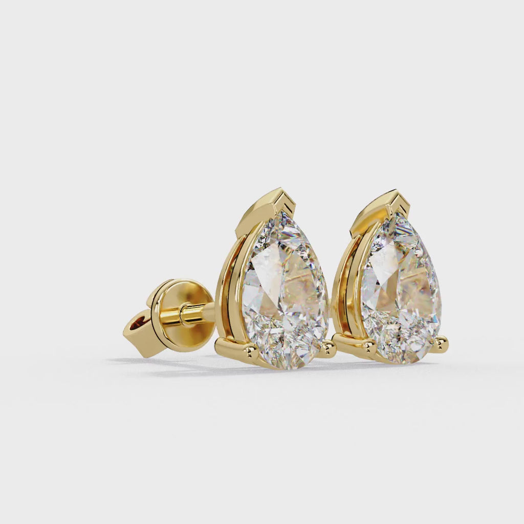 Pear Cut Solitaire Lab Grown Diamond Stud Earrings
