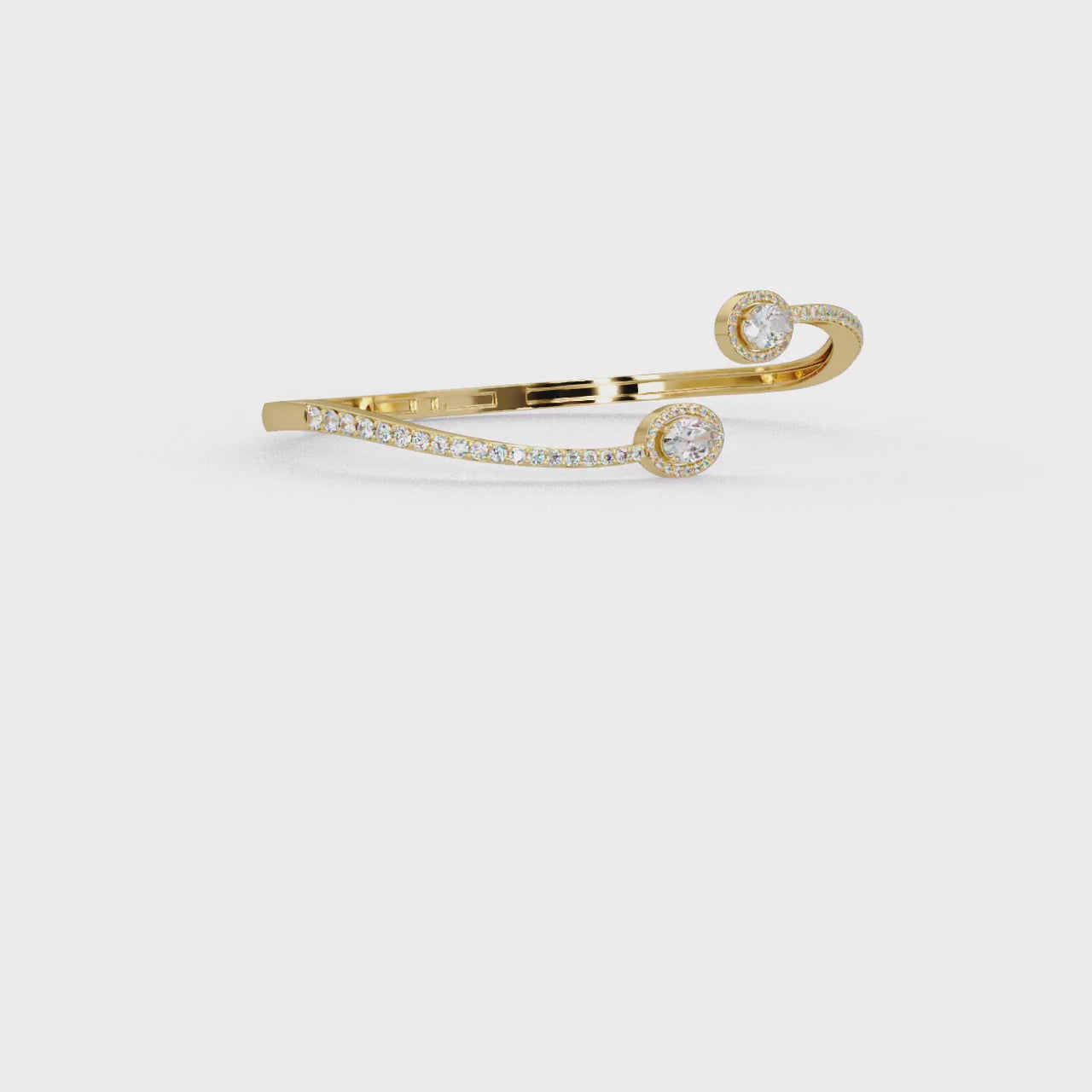 Oval Halo Open Diamond Cuff Bracelet