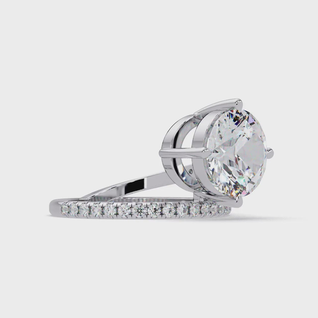 Round Cut Diamond Split Shank Engagement Ring