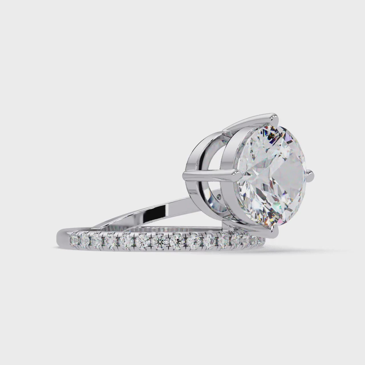 Round Cut Diamond Split Shank Engagement Ring