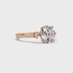 Oval Cut Diamond Three Stone Hidden Halo Engagement Ring
